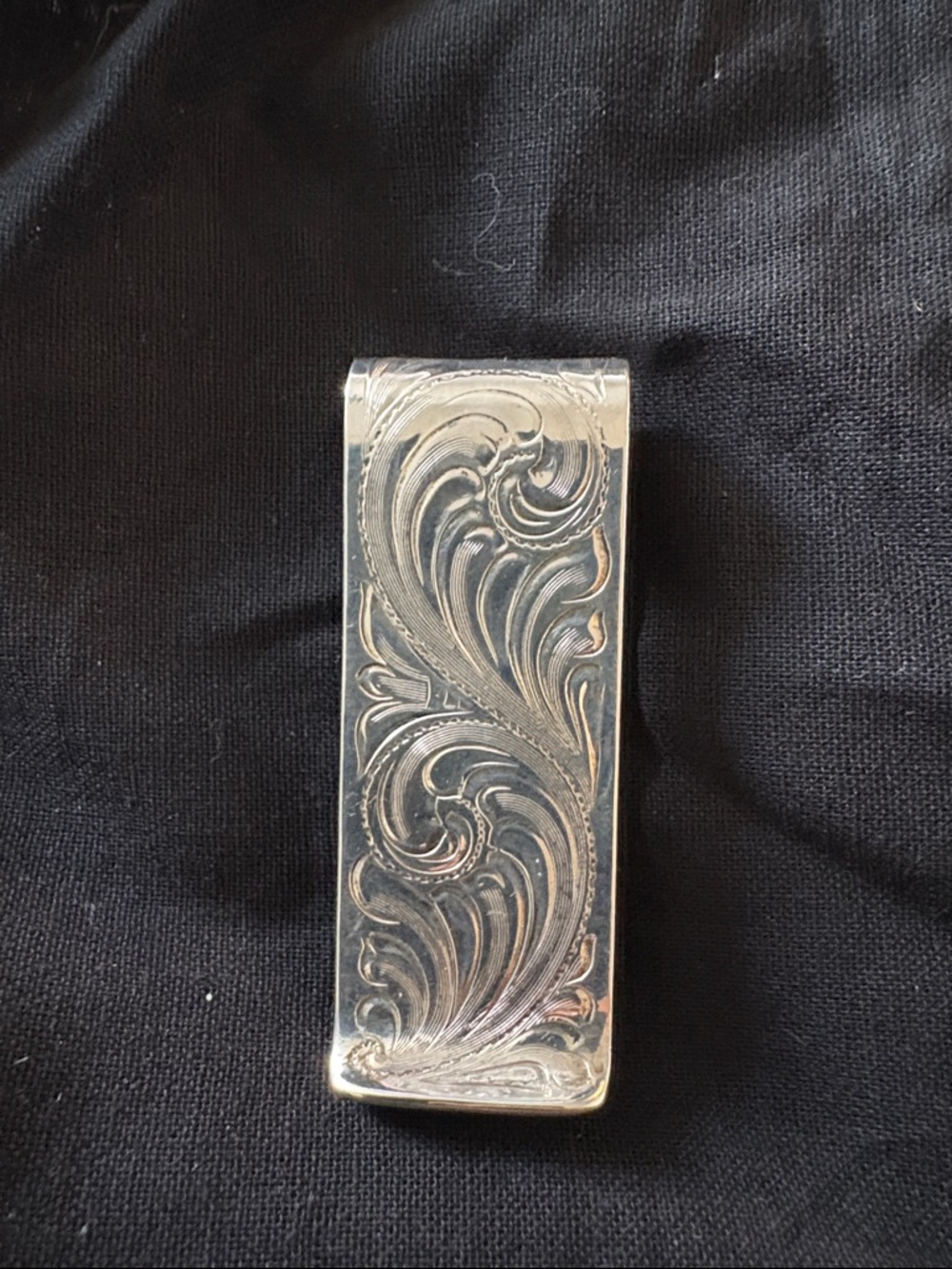 Hand engraved sterling silver money clip by Vogt Silversmiths. New. - Picture 4 of 6